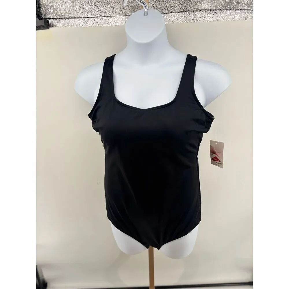 Lands’ End Womens Black Underwire One Piece Swim Suit Size 16DDD NWT